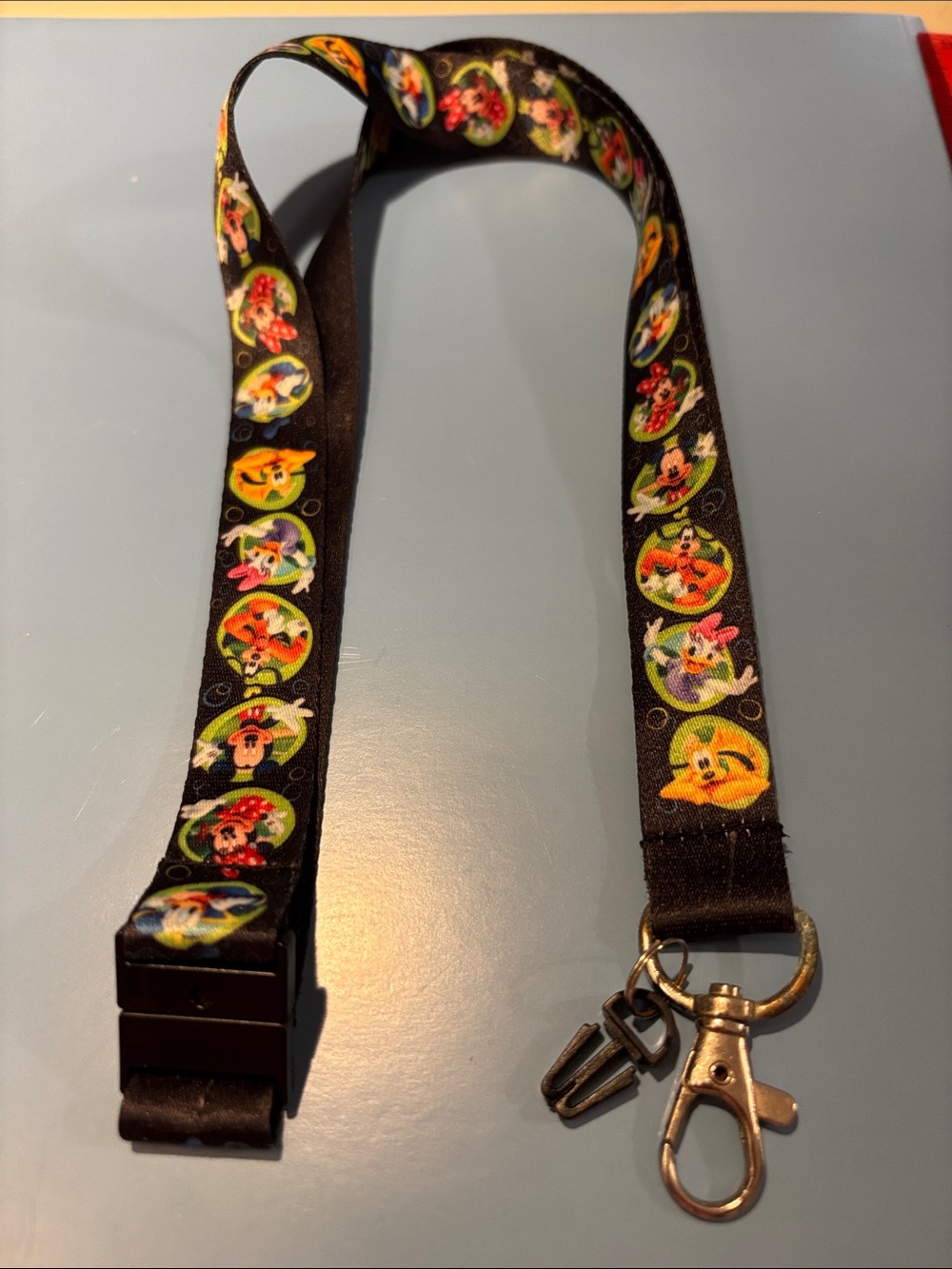 Disney Black Lanyard with Colorful Character Medallions, 18” Long